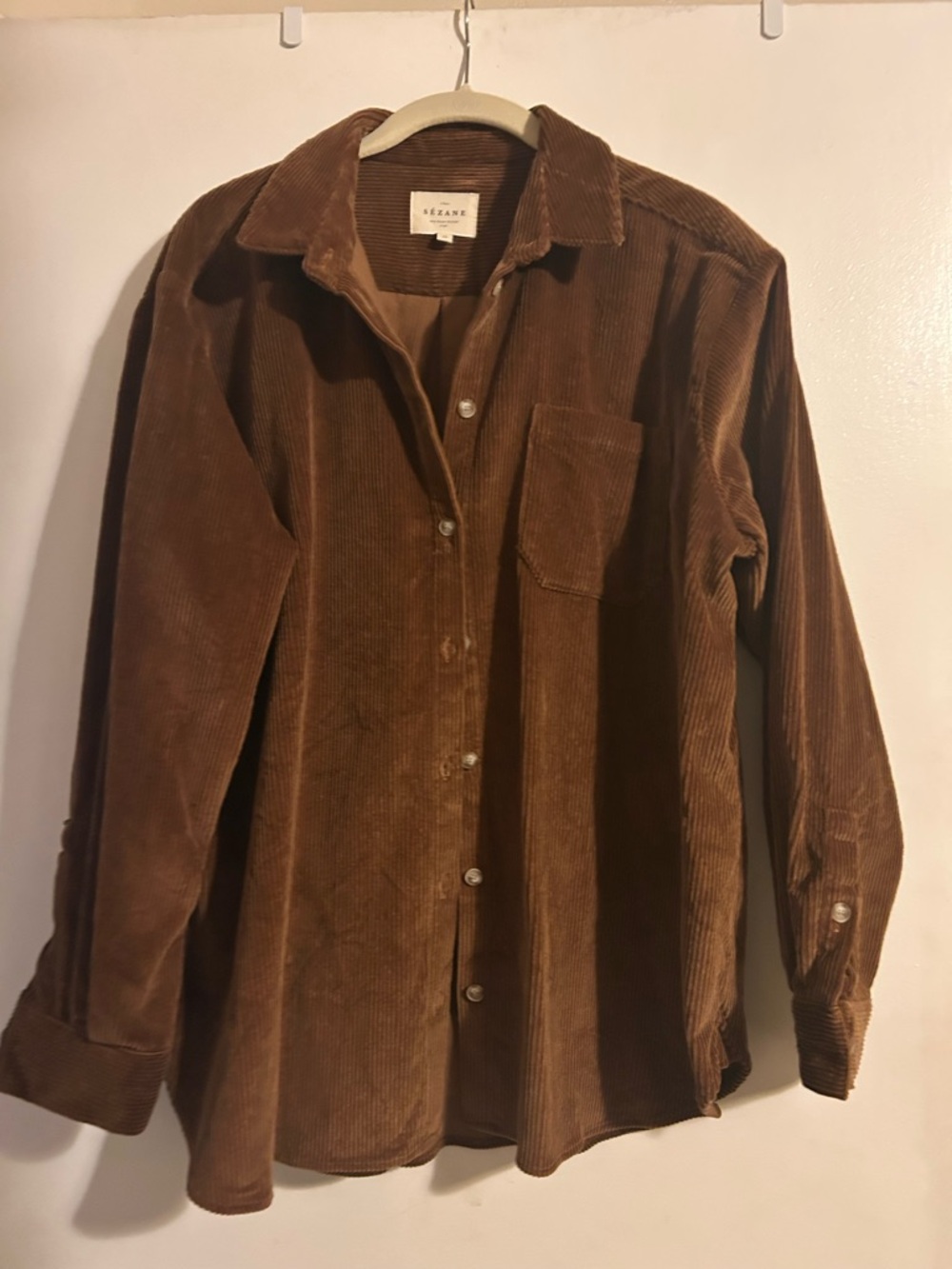 Sézane Max shirt EUC Corduroy Button-Up Shirt in Warm Caramel - Picture 2 of 7